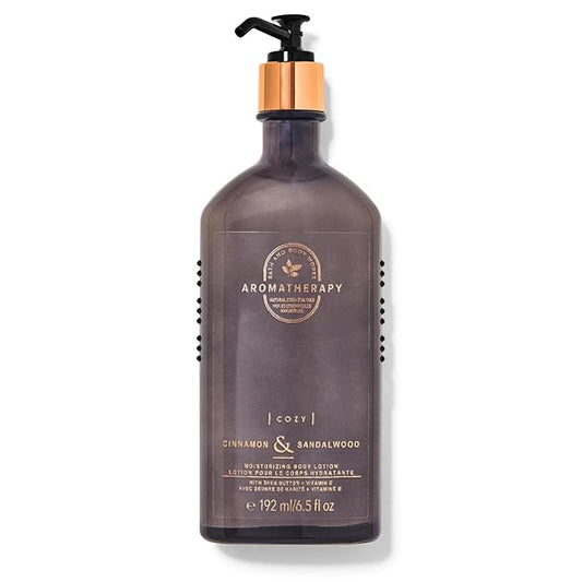 Bath and Body Works Aromatherapy Cinnamon & Sandalwood Body Lotion with Natural Essential Oils 6.5 Fluid Ounce (Cinnamon & Sandalwood)