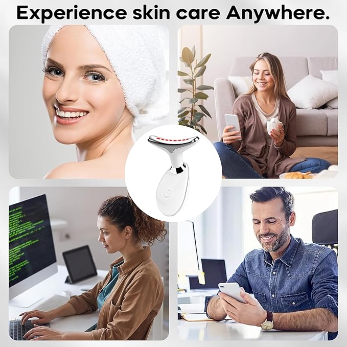 Red Light Therapy for Face, 7 Color LED Facial Light Therapy Wand for Skin Care at Home Blue Light Therapy Face Massager Tool for Neck (White)