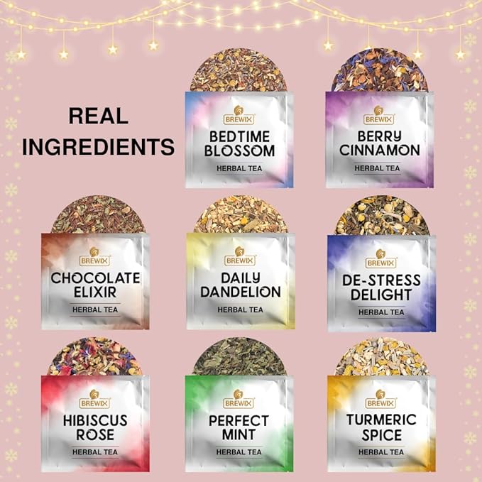 BREWIX, Tea Advent Calendar 2024 | 24 Pyramid Tea Bags - Luxury Gift Box | Selection of 24 Delightful Black/Green Teas and Infusions | Christmas Gift Idea for Men and Women