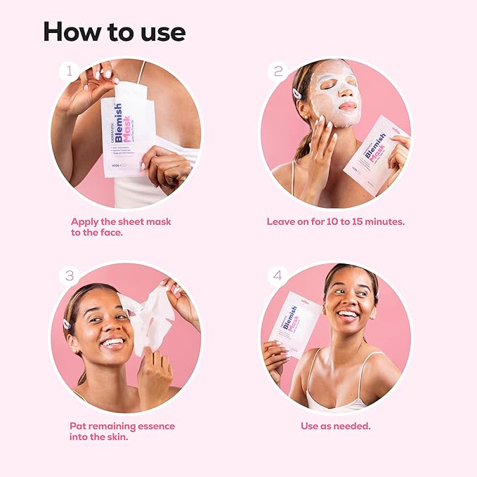 HANHOO Blemish Mask – 5 Pack Facial Sheet Masks with Tea Tree, Centella & Hyaluronic Acid, Refreshing & Hydrating Skincare, Lightweight & Soothing Korean Beauty Mask