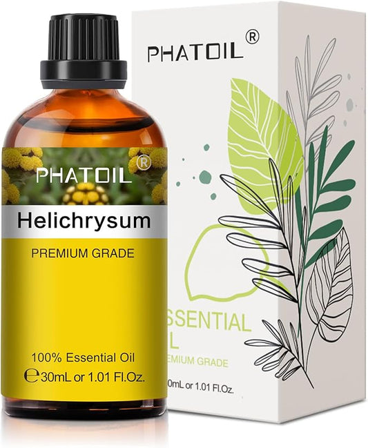 Helichrysum 1.01fl.oz Essential Oil, PHATOIL Pure Aromatherapy Oils for Diffuser, Humidifier, Perfect for DIY Soap, Candle, Bath Bombs Making(30ml)