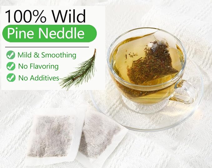 Premium 100 Pine Neddle Tea Bags,100% Picked from Natural Wild Pine Neddle, No Caffeine & No Additives.