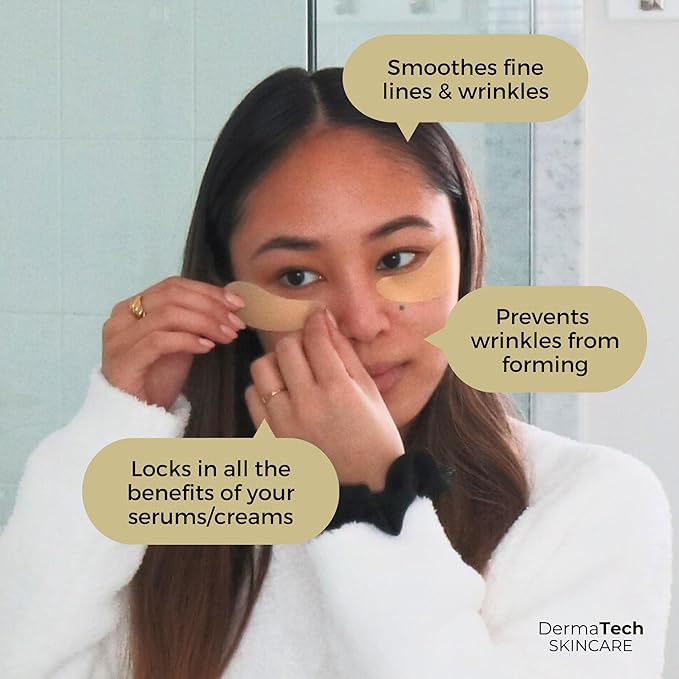 Reusable Under Eye Patches Eco-Friendly Wrinkle Patches with Tin Case | 100% Silicone Reusable Facial Patches | For Puffy Eyes, Dark Circles, Reducing Wrinkles