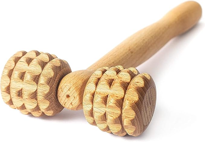 Tuuli Accessories - T-Shape Massage Roller, Body and Face Roller, Multi-Functional Facial Massager, Helps Ease Muscle Tension and Supports Skin Health, Wooden Roller Massager Tool