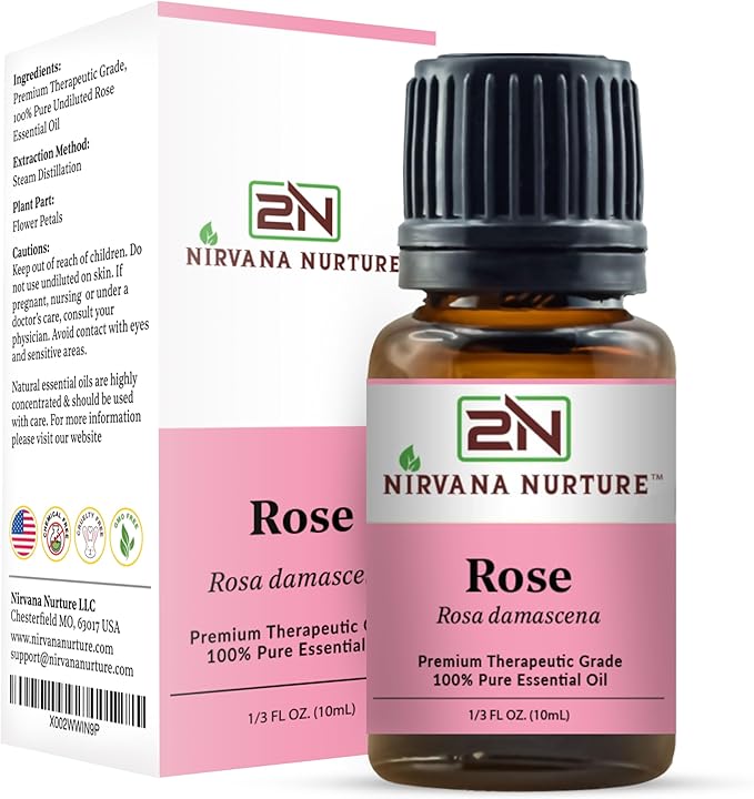 Rose Essential Oil 100% Pure Premium Therapeutic Grade, Undiluted - Aromatherapy Diffuser for Calm and Relaxation, Skin Care, Hair Care