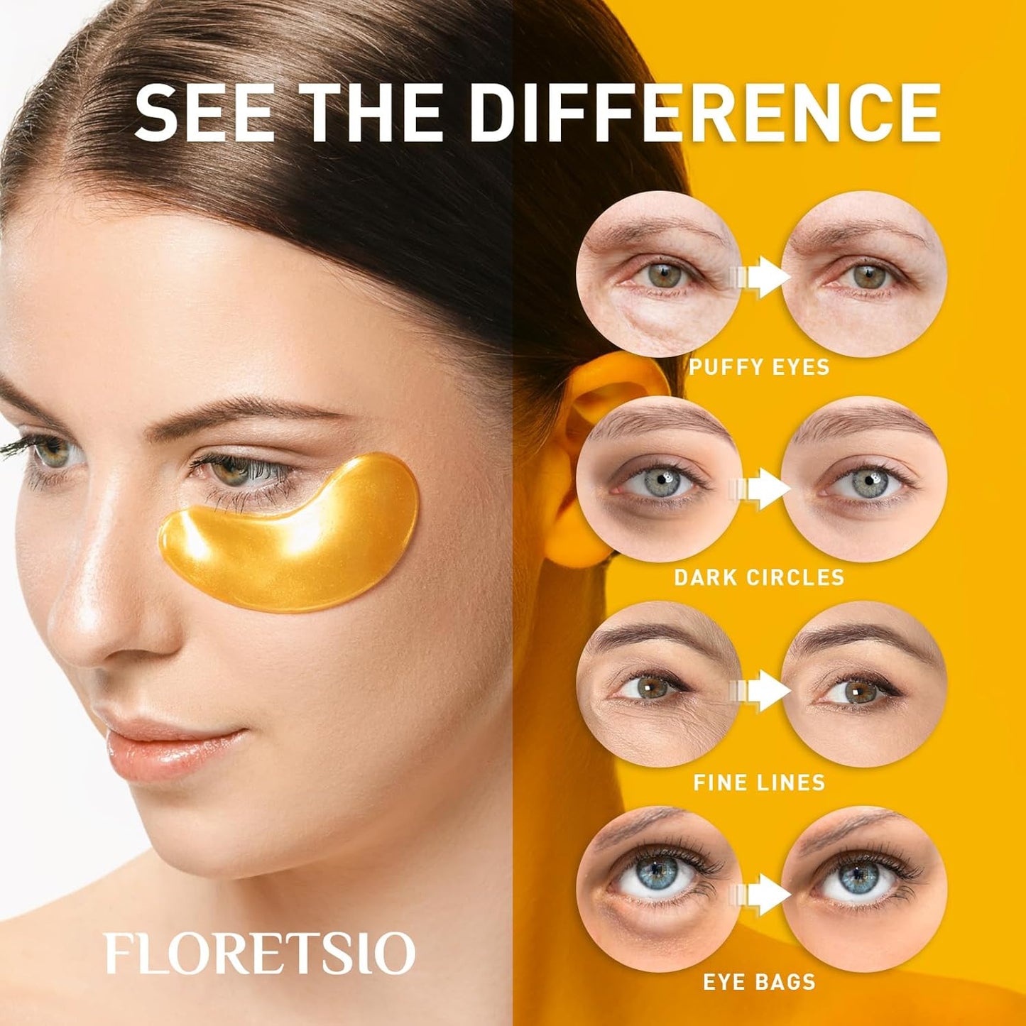 30 Pair - Under Eye Patches for Dark Circles 24K Gold Collagen Eye Mask for Puffy Eyes Reduce Wrinkles and Eye Bags, Anti-Aging Retinol Hydrating Gel Eye Pads Skincare Eye Treatment Products