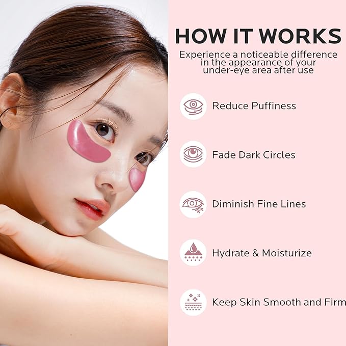 Dr. Pure Under Eye Patches for Puffiness: Caffeine Eye Mask for Dark Circles and Puffy Eyes with Niacinamide Hyaluronic Acid - Smooth Wrinkles Reduce Eye Bags Undereye Gel Pad (50 Pairs)