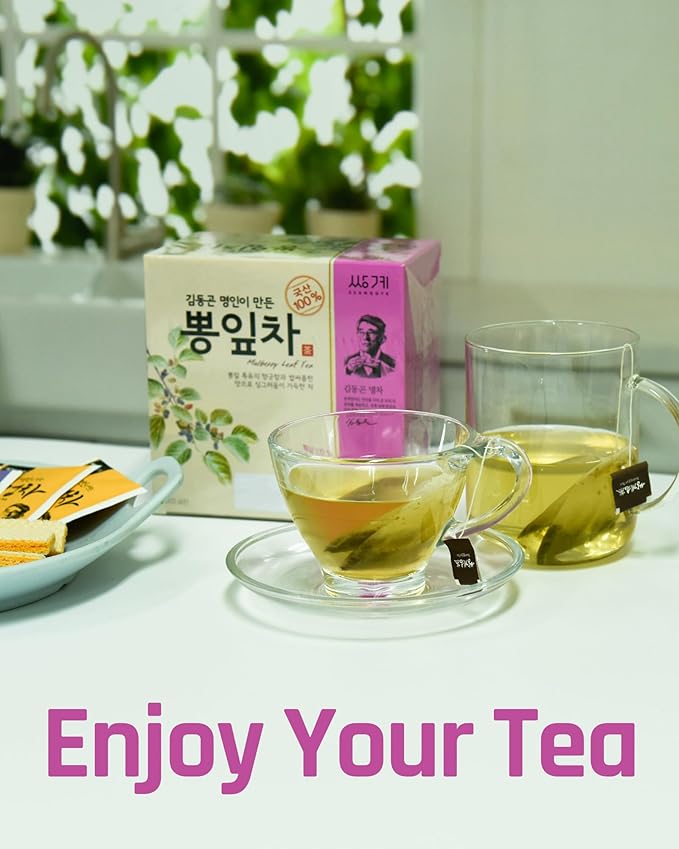Ssanggye Wild Mulberry Leaves Tea 1.0g X 40 Tea Bags, Premium Korean Herbal Tea Hot Cold Herb Savory 4 Seasons Made in Korea