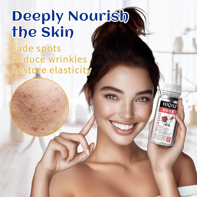 HIQILI Rose Essential Oil for Diffuser, Soap, Perfume & Candle Making - 16 Fl Oz