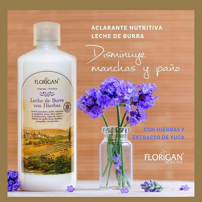 Nutritive Skin Lotion "Leche de Burra" with Herb & Yuca Extracts Florigan® 1lt.
