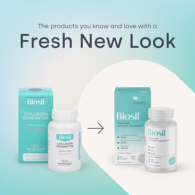 Biosil Collagen Generator - 180 Liquid Capsules - with Patented ch-OSA Complex - Generates & Protects Your Own Collagen - GMO Free - 90-Day Supply
