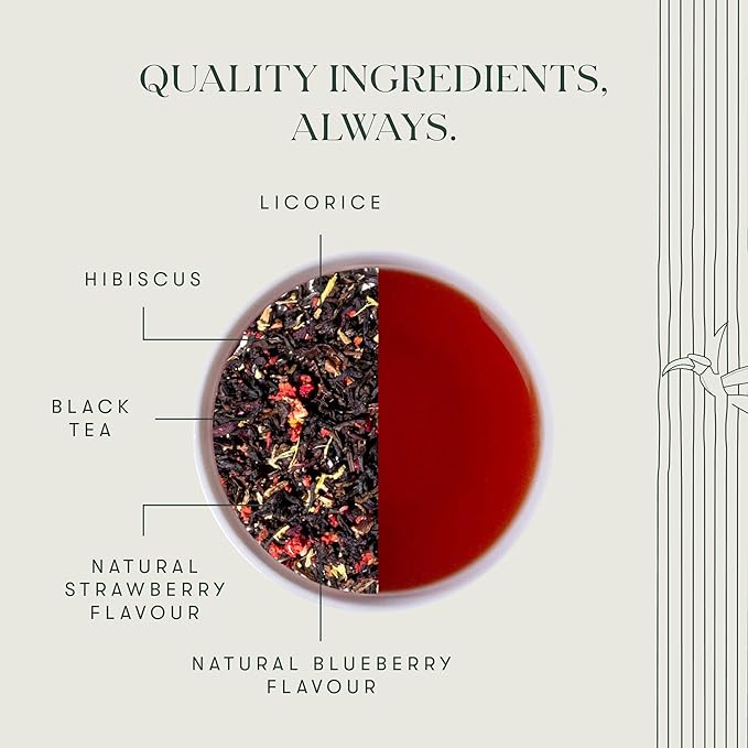 Luxmi Estates - Hibis-Kiss - Organic Hibiscus Tea - Loose Leaf - 100g (50 Cups) | With Hibiscus, Strawberry, Organic Black Tea and Other Natural Extracts | Juicy, Triopical and Fresh