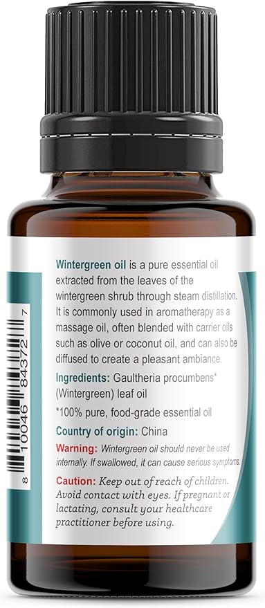 Viva Doria Wintergreen Essential Oil, 100% Pure, Natural Essential Oil, Undiluted, for Aromatherapy | Food Grade, 15 mL (0.5 Fluid Ounce)