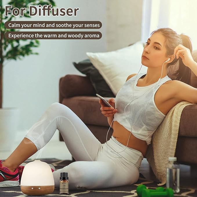 yethious Vanilla Sandalwood Essential Oils for Diffuser & Aromatherapy Pure Natural Organic Vanilla Oils Set - 2PCS 10ML