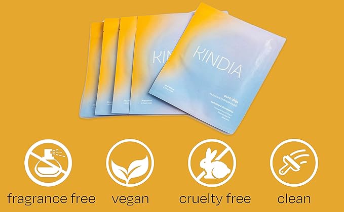 KINDIA AURA DRIP Clean Korean Skincare 5x Face Mask - Biodegradable - Illuminating & Hydrating for Dewy, Plump, Glowy & Radiant Skin Aloe Vera, Rosewater, Neem Extract - Beauty Mask for all skin types