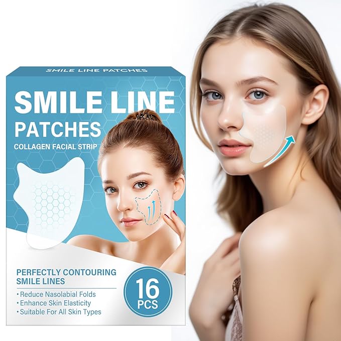 Smile Line Patches, Anti Wrinkle Patches for Face Overnight, Face Wrinkle Patches for Fine Lines Around Mouth & between Eyes,16 Packs