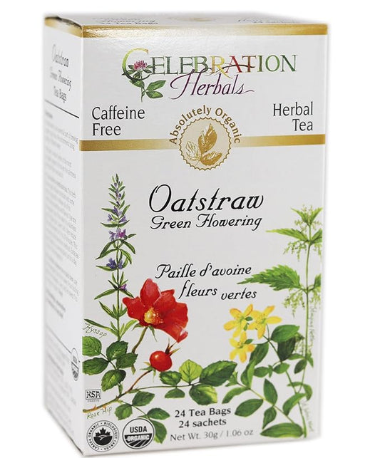 CELEBRATION HERBALS Organic Oatstraw Green Flowering Tea, 24 CT