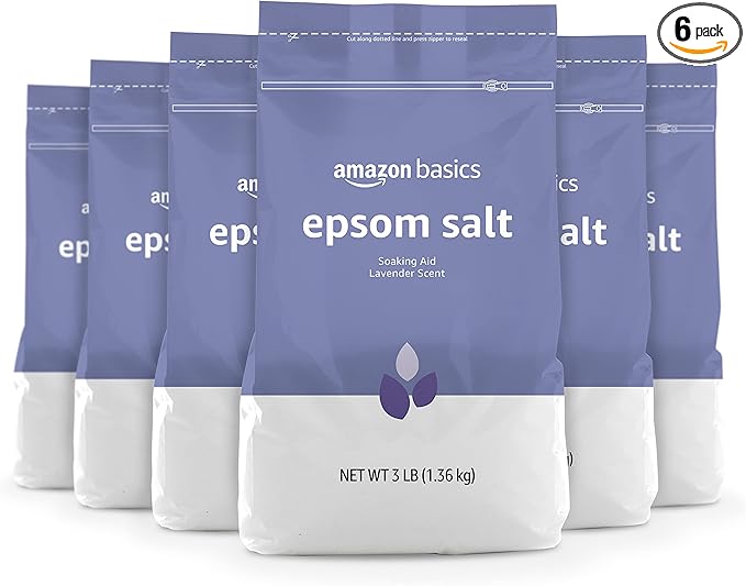 Amazon Basics Epsom Salt Soaking Aid, Lavender Scented, 3 Pound, 6-Pack (Previously Solimo)