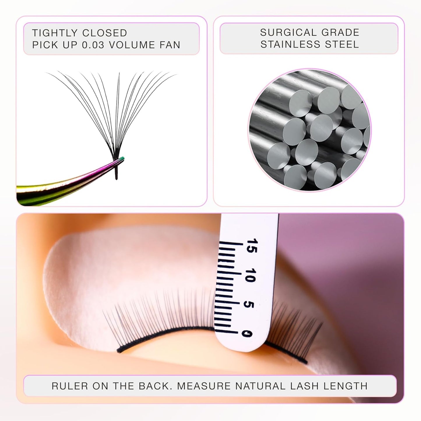 Curacoro Lash Tweezer - Professional & Precision Fiber Tip Grip Lash Tweezers for Eyelash Extensions, Multi Shapes & Purposes Tweezers for Volume, Isolation & Classic Lashes (Gold, Only Fan)