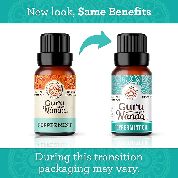 GuruNanda Peppermint Essential Oil, 100% Pure, Natural & Undiluted Aromatherapy Oil for Diffusers & DIY Recipes, Promotes Mental Clarity (0.5 Fl Oz)