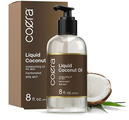 Coera Fractionated Coconut Oil | 8 fl oz | Liquid Moisturizing Oil for Skin | Free of Parabens, SLS, & Fragrances | Packaging May Vary