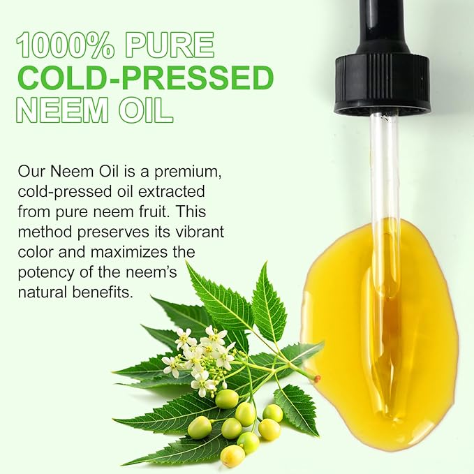 Neem Oil for Skin - 2 Pack, Pure Natural Cold Pressing, Free of Hexane, Nourishes the Skin and Hair, Reduces Fine Lines, 4.04 Oz
