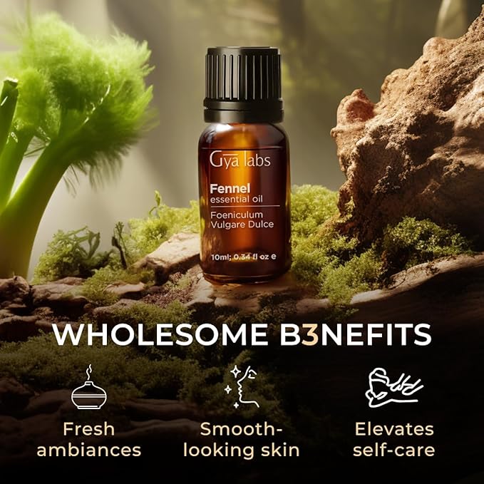 Gya Labs Fennel Essential Oil for Diffusers - 0.34 Fl Oz - 100% Pure Natural Fennel Oil for Aromatherapy, Skin, Candles Making - Sweet, Peppery, Refreshing Scent