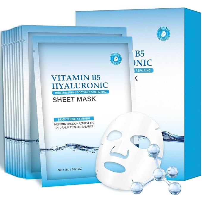 IREV Hydrating Face Masks Skincare, Moisturizing Facial Sheet Mask Skin care for Dry, Oily, Sensitive Skin,B5 Hyaluronic Acid Face Mask, Christmas Gifts for Women 10 Pack