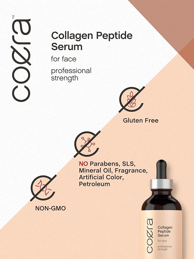 Coera Collagen Serum for Face | 4 fl oz | with Verisol | Professional Strength Peptide Formula | Free of Parabens, SLS, & Fragrances | Packaging May Vary
