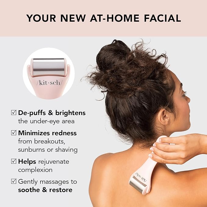 Kitsch Ice Roller for Face - Stainless Steel Ice Face Rollers for Women - Soothes Facial Puffiness, Sore Muscles, and Headaches | Self Care Gifts for Women - Terracotta