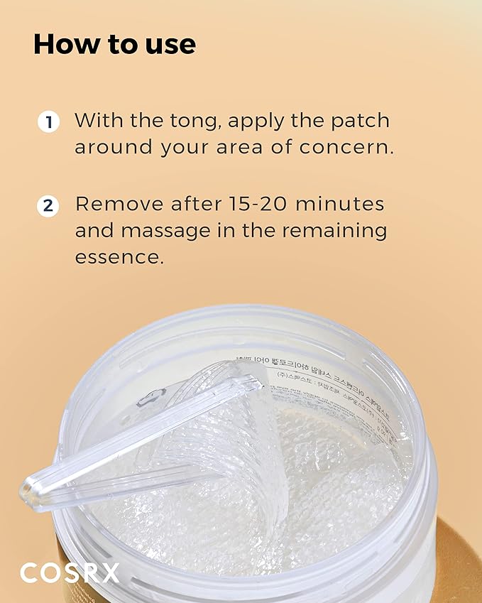 COSRX Advanced Snail Hydrogel Eye Patch (60pc), Gel Serum Mask, Puffy Undereye Treament, Fine Lines, Refresh, Hydrate| Paraben free, Korean Skin Care