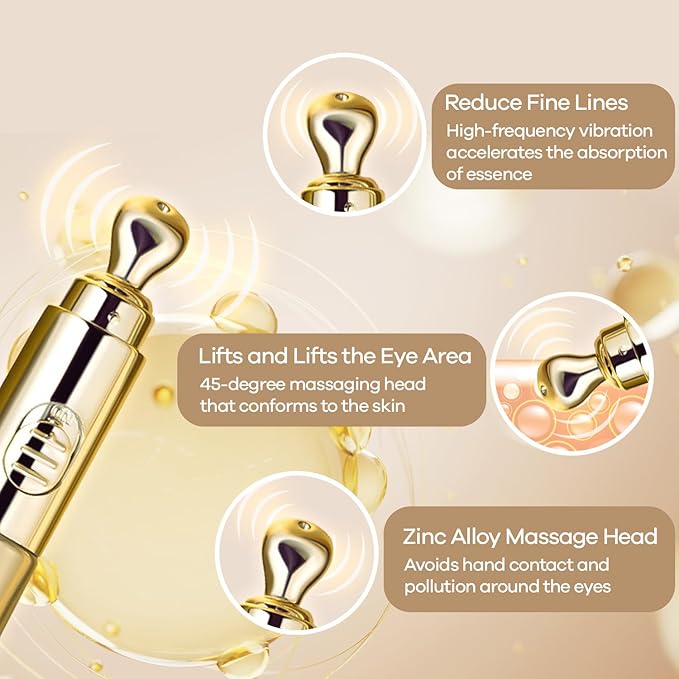 Eye Tightener Cream with Electric Massage Head, Smooths & Tightens the Look of Wrinkles Fine Lines Bags, Anti-Aging with Retinol Hyaluronic Acid, Tired Eye Refreshment with Gentle Vibration, 15ml