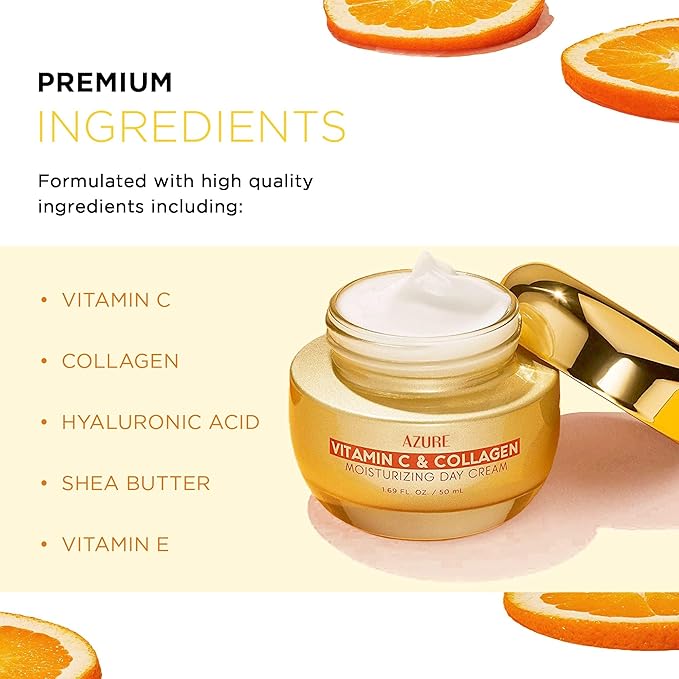 Azure Dermatologist Tested Vitamin C Face Moisturizer - K Beauty Anti-Aging, Glowing & Deep Hydration Face Cream - Korean Skincare - All Skin Type Pack of 2