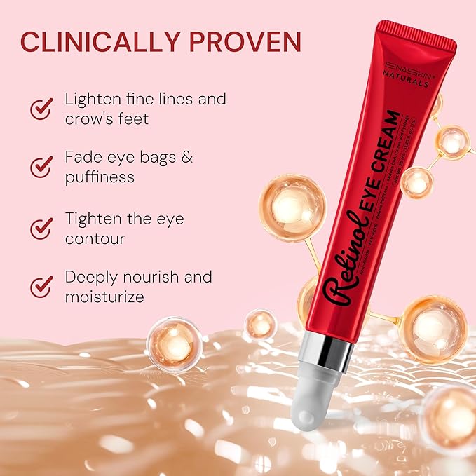 Anti Aging Eye Cream for Wrinkles: Retinol & Polypeptide Under Eye Treatment - Reduce Dark Circles, Puffiness, Crows feet - Repair Women's Eyes Contour, 0.85 fl. oz