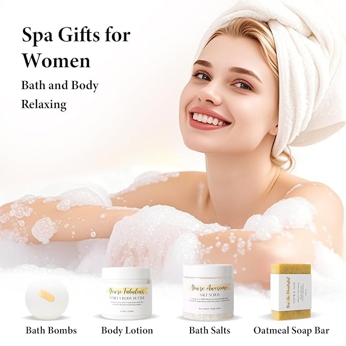 Spa Gifts for Women 13Pcs Mothers Day Gifts Happy Birthday Gift Baskets, Christmas Relaxing Home SPA Kit Bath Set Self Care Package Thank You Box for Mom Her Sister Teacher Friends Friendship