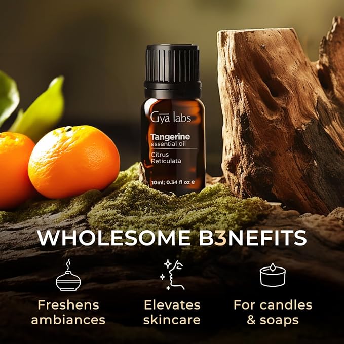 Gya Labs Tangerine Essential Oil for Diffuser - 0.34 Fl Oz - 100% Pure Natural Tangerine Oil for Skin, Massage, DIY Fragrances & Candle Making - Zesty Sweet & Fresh Scent Aromatherapy