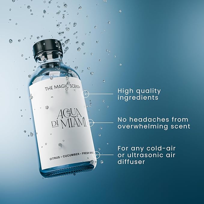 Aqua di Miami Oils for Diffuser - HVAC, Cold-Air, & Ultrasonic Diffuser Oil Inspired by The Ocean - Essential Oils for Diffusers Aromatherapy - 8.5 fl oz, 250 mL