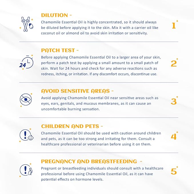 HIQILI 30ML Chamomile Essential Oil, Pure & Natural Chamomile Oil for Diffueser, Skin, Soap, Shampoo - 1.01 Fl Oz