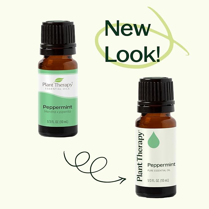 Plant Therapy Peppermint Essential Oil 10 mL (1/3 oz) 100% Pure, Undiluted, Natural Aromatherapy for Diffuser & Topical Use, Digestion, Respiratory, & Massage, Peppermint Oil for Skin & Hair