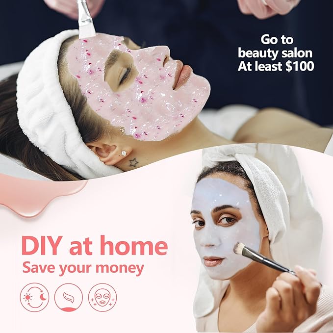 Jelly Mask for Facials, Hydrating & Moisturizing Peel-Off Rubber Gel Face Mask Skin Care for Deep Hydration & Glow, 23 Fl Oz Jar Professional Spa Use for All Skin Types with Bulgarian Rose