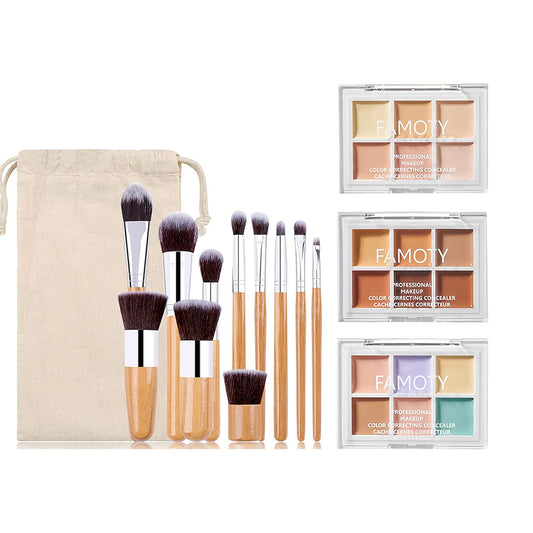 3 Pack Highlight & Contour Pro Palette, with 11 Pcs Premium Makeup Brushes, Waterproof Long-Lasting Full Face Cosmetics Cream Contour 18 Colors Full Makeup Kit for Women Birthday Gift
