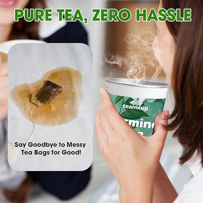 Organic Tea Sampler – 10 Eco-Friendly Tea Cups for Hot or Iced Teas, Premium Loose Leaf Teas Variety Pack – Jasmine, Chamomile, Hibiscus, Lemon Balm, Green Tea