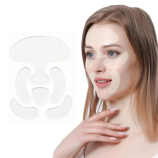 Silicone Face Patches, invisible Facial Patches to Reduce Fine Wrinkles, Forehead, Frown, Smile, crow’s feet Lines, Reusable Wrinkles Treatment for Women 6 Pcs Set