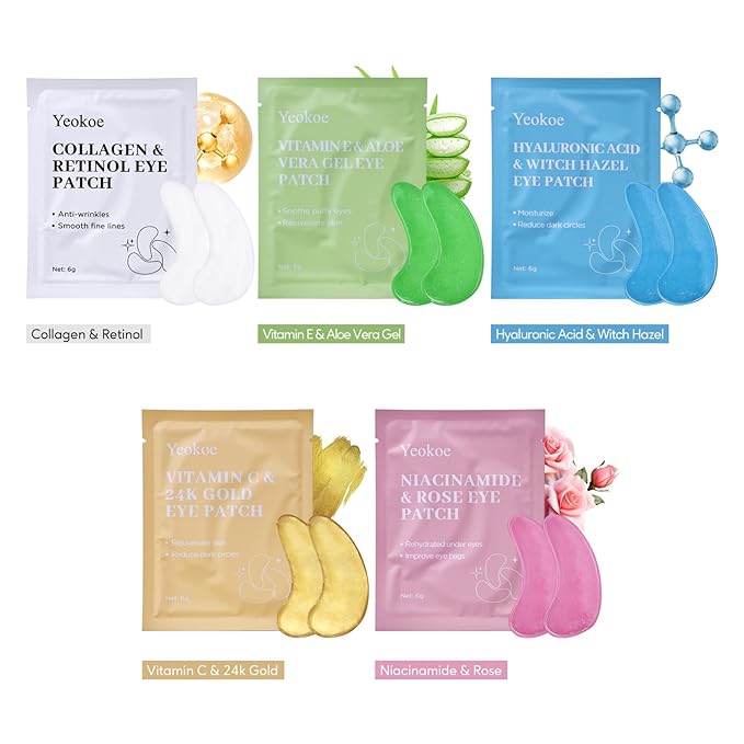 Under Eye Patches for Dark Circles,Eye Mask for Puffy Eyes With Collagen,Retinol,Vitmin C,Hyaluronic Acid and Niacinamide Face Masks Skincare Spa Gifts for Woman 20Pairs