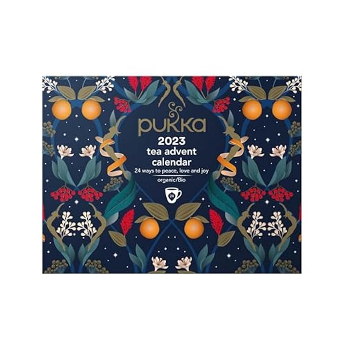 Pukka Advent Calendar 2023 Organic Tea, Herbal Tea Variety Pack, Selection of 24 Delightful Black & Green Teas and Infusions, 100% Organic