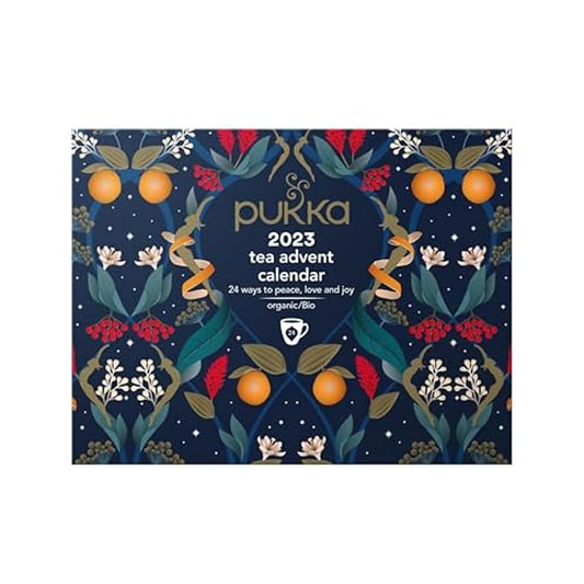 Pukka Advent Calendar 2023 Organic Tea, Herbal Tea Variety Pack, Selection of 24 Delightful Black & Green Teas and Infusions, 100% Organic