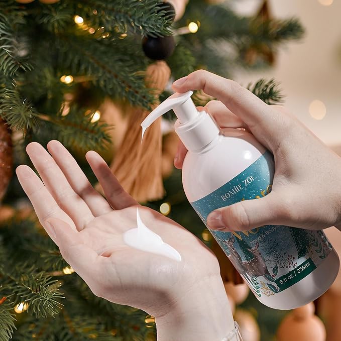 Christmas Hand & Body Lotion with Moisturizing Shea Butter for All Skin Type- Winter Woods - Christmas Pine Scent - 236 ML / 8 FL OZ