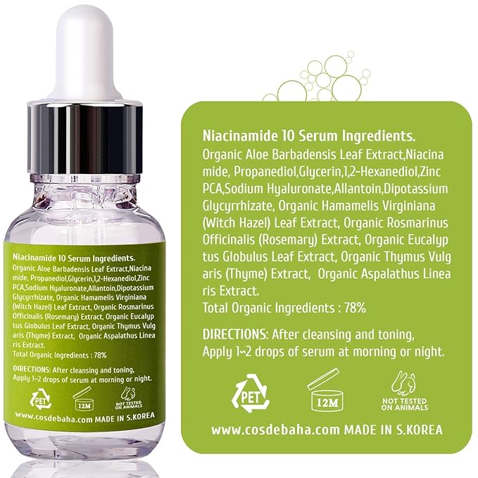 Niacinamide 10% + Zinc PCA 1% Serum for Face - Pore Reducer + Uneven Skin Tone Treatment + Diminishes Acne Prone, Skin Balancing Pore Reducing, Restores Elasticity, 1 Fl Oz (30ml)