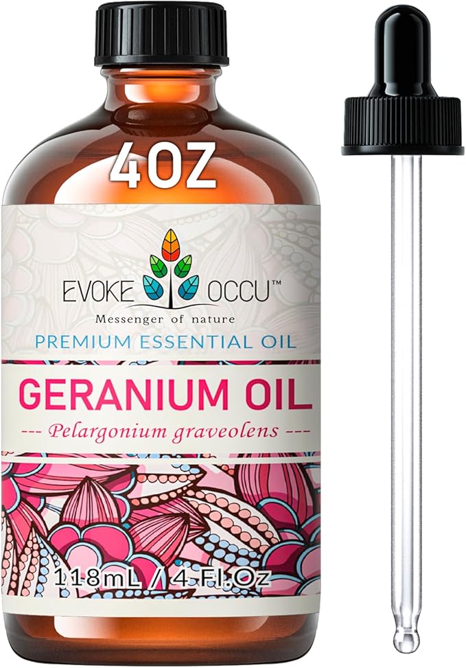 EVOKE OCCU Geranium Essential Oil for Skin, Diffuser, Aromatherapy - 4 FL Oz