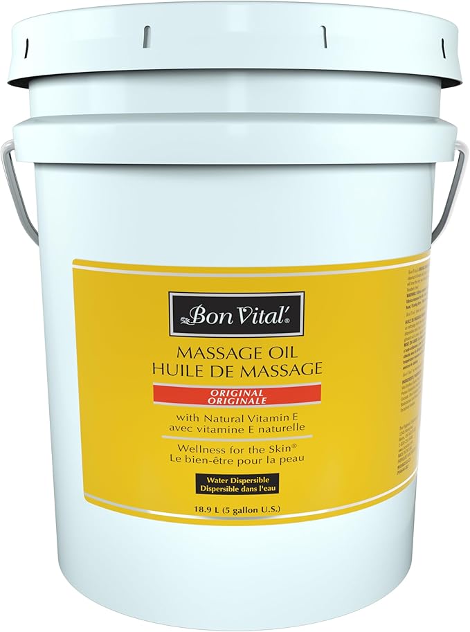 Bon Vital' Original Massage Oil for a Versatile Massage Foundation to Relax Sore Muscles and Repair Dry Skin, Best Massage Oil on Market, Unbeatable Consistency and Quality, 5 Gal, Label may Vary
